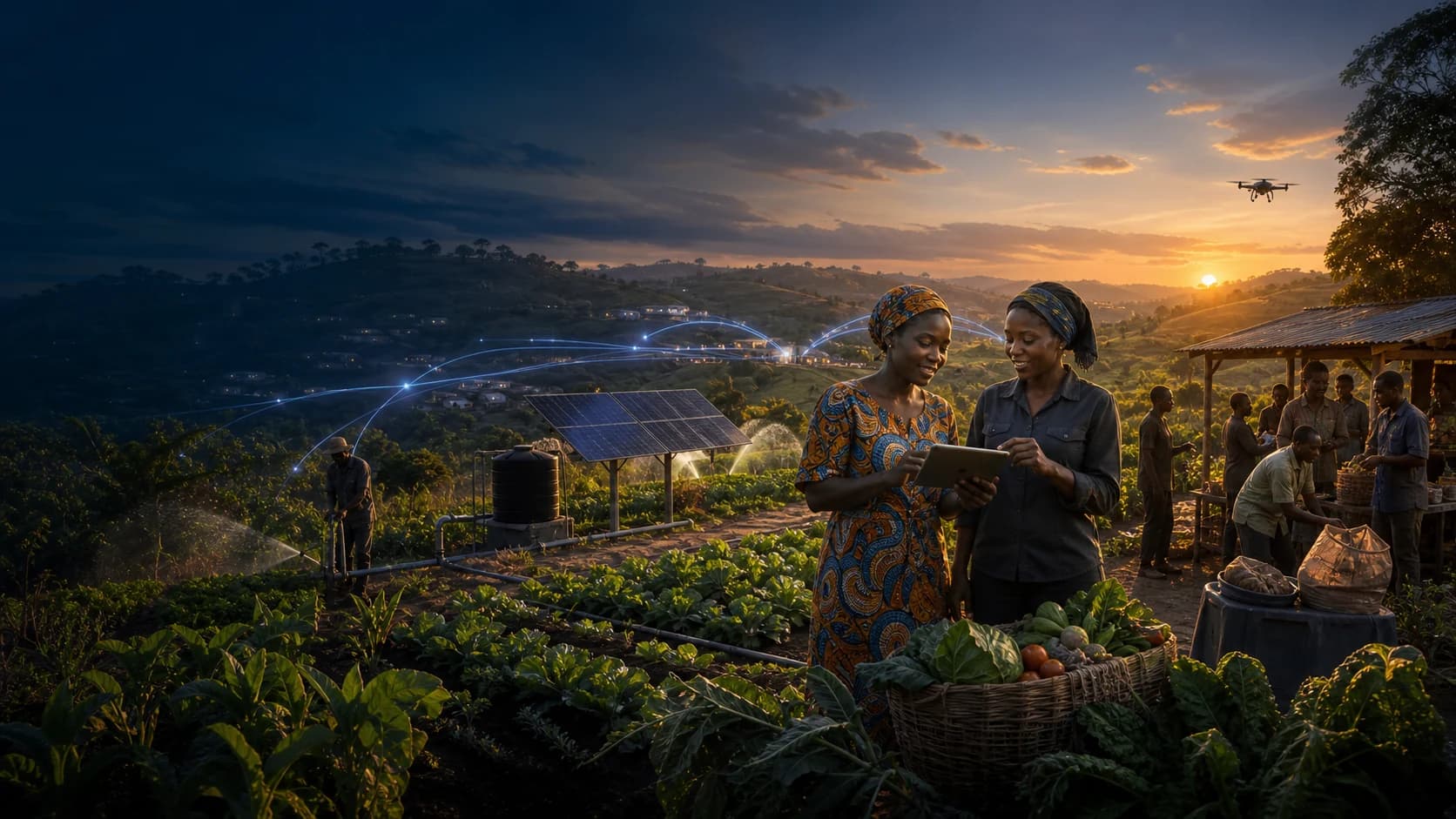 African agricultural cooperative using digital tools alongside solar irrigation and field operations